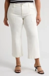 Liverpool Los Angeles Stride Patch Pocket Crop Wide Leg Jeans In Bone White