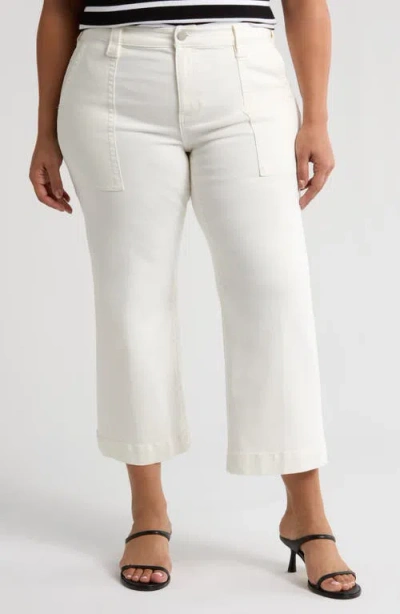 Liverpool Los Angeles Stride Patch Pocket Crop Wide Leg Jeans In Bone White