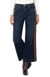 Liverpool Los Angeles Stride Velvet Side Stripe High Waist Ankle Wide Leg Jeans In Blue