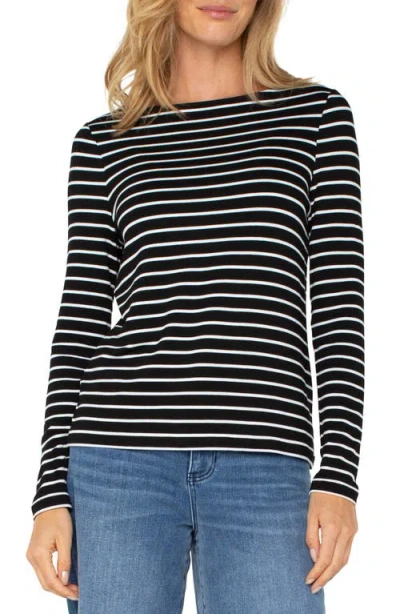 Liverpool Los Angeles Stripe Boat Neck Long Sleeve Top