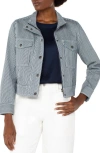 Liverpool Los Angeles Stripe Cotton Blend Crop Jacket In Gray