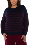 Liverpool Los Angeles Stripe Crewneck Sweater In Blue