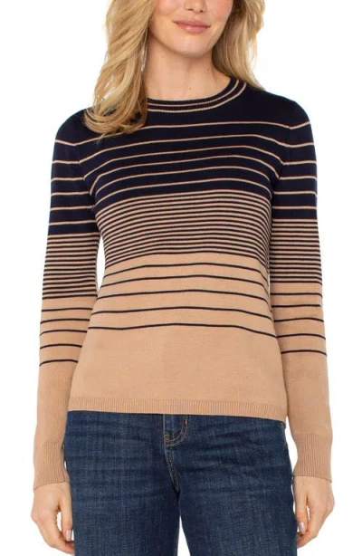 Liverpool Los Angeles Stripe Crewneck Sweater In Multi
