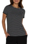 Liverpool Los Angeles Stripe French Terry T-shirt In Black W/ White Stripe