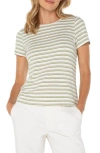 Liverpool Los Angeles Stripe Crewneck T-shirt In Whipped Creme Lotus