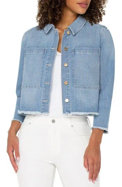 Liverpool Los Angeles Stripe Crop Denim Shacket In Sunset Stripe