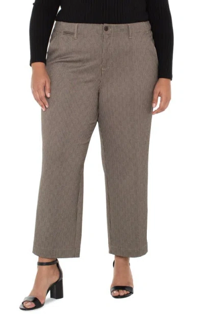 Liverpool Los Angeles Stripe Crop Wide Leg Pants In Brown