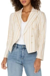Liverpool Los Angeles Stripe Fitted Open Front Linen Blend Blazer