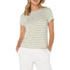 Liverpool Los Angeles Stripe French Terry T-shirt In Whipped Cream Lotus