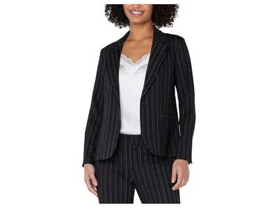 Liverpool Los Angeles Stripe Knit Jacquard Fitted Blazer In Black