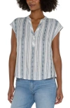 Liverpool Los Angeles Stripe Linen Blend Top In Novelty Cream Stripe