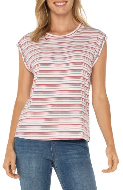 Liverpool Los Angeles Stripe Muscle Tee In Pink Multi Stripe