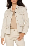Liverpool Los Angeles Petite Long-sleeve Peplum Jacket In Cappuccino Stripe