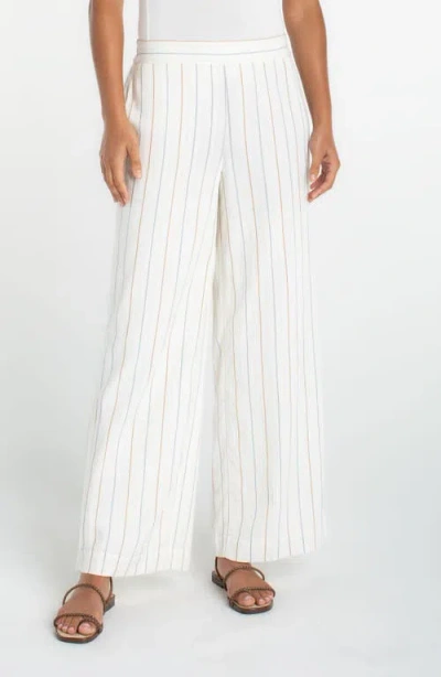 Liverpool Los Angeles Stripe Pull-on Wide Leg Pants In White