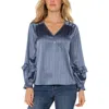 Liverpool Los Angeles Stripe Satin Top In Blue