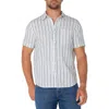 Liverpool Los Angeles Stripe Short Sleeve Linen & Cotton Button-up Shirt In White