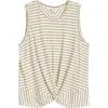 Liverpool Los Angeles Petite Striped Twist-front Sleeveless Top In Green