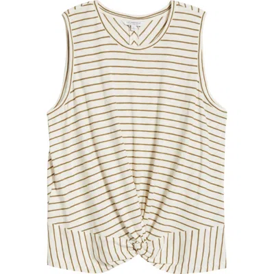 LIVERPOOL LOS ANGELES LIVERPOOL LOS ANGELES STRIPE SLEEVELESS COTTON TWIST FRONT TOP