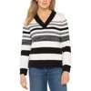 Liverpool Los Angeles Stripe V-neck Sweater In Multi