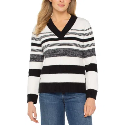LIVERPOOL LOS ANGELES LIVERPOOL LOS ANGELES STRIPE V-NECK SWEATER