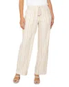 Liverpool Los Angeles Stripe Pull-on Wide Leg Linen Blend Pants In Neutral