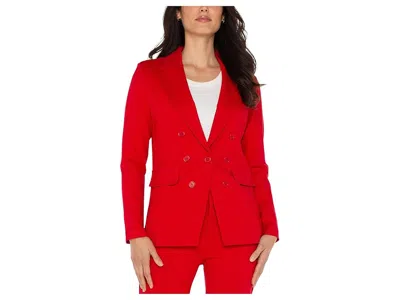 Liverpool Los Angeles Super Stretch Ponte Faux Double Breasted Blazer In Red