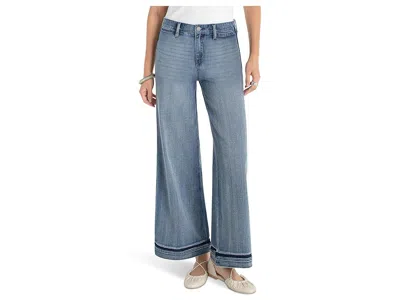 Liverpool Los Angeles Super Stride Wide Leg Mid-rise Jean With Shadow Cuff 30 Inseam In Blue