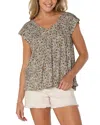 Liverpool Los Angeles Petite Printed Tie-back Dolman-sleeve Top In Gray