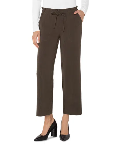 Liverpool Los Angeles Tie Waist Ankle Wide Leg Pants In Black