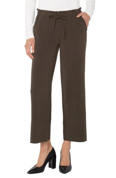 Liverpool Los Angeles Tie Waist Ankle Wide Leg Pants In Black