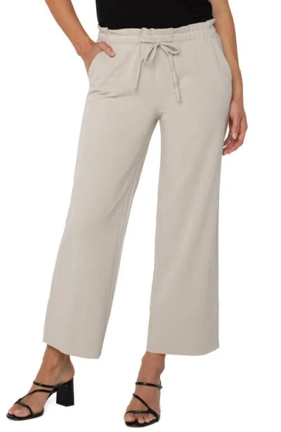 Liverpool Los Angeles Tie Waist Ankle Wide Leg Pants In Gray