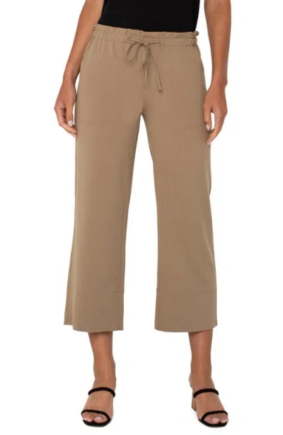 Liverpool Los Angeles Tie Waist Ankle Wide Leg Pants In Palo Santo