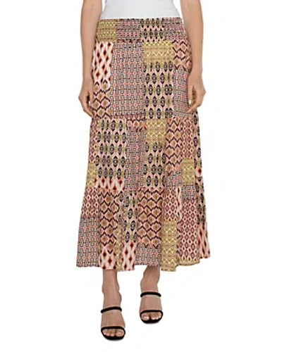 Liverpool Los Angeles Tiered Patchwork Maxi Skirt In Geo Patchwork