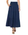 Liverpool Los Angeles Tiered Sateen Maxi Skirt In Blue