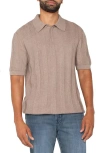 Liverpool Los Angeles Short Sleeve Polo Sweater In Taupe