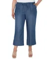 Liverpool Los Angeles Trendy Plus Size Chambray Pull-on Cropped Pants