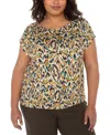 Liverpool Los Angeles Abstract Animal Print Jersey Knit Top In Multi