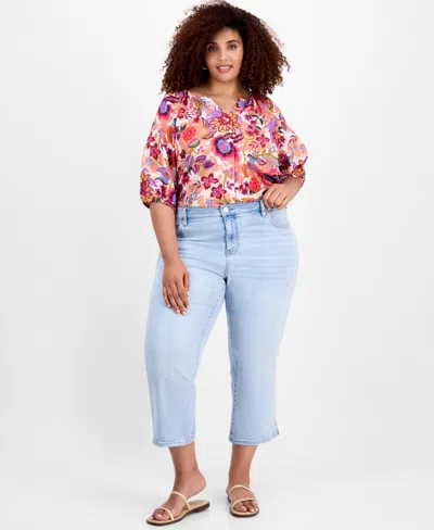 Liverpool Los Angeles Trendy Plus Size Slit-hem Kick Flare Jeans