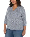 Liverpool Los Angeles Space Dye Knit Top In Blue