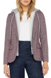 Liverpool Los Angeles Tweed Blazer With Removable Hoodie Insert In Brown