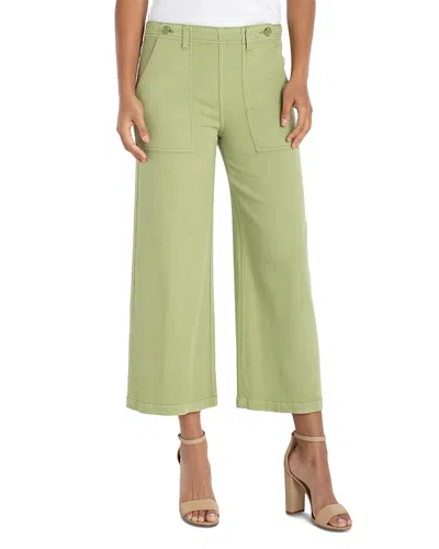 Liverpool Los Angeles Utility High Rise Crop Wide Leg Jeans In Lotus In Green