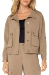 Liverpool Los Angeles Elasticized Hem Utility Jacket In Palo Santo