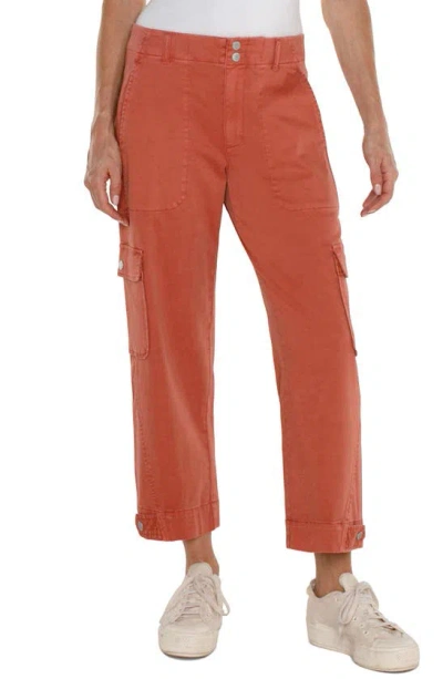 Liverpool Los Angeles Utility Stretch Twill Crop Cargo Pants In Terracotta
