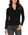 Liverpool Los Angeles Ottoman Rib V-neck Sweater In Black