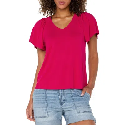 LIVERPOOL LOS ANGELES LIVERPOOL LOS ANGELES V-NECK FLUTTER SLEEVE JERSEY TOP