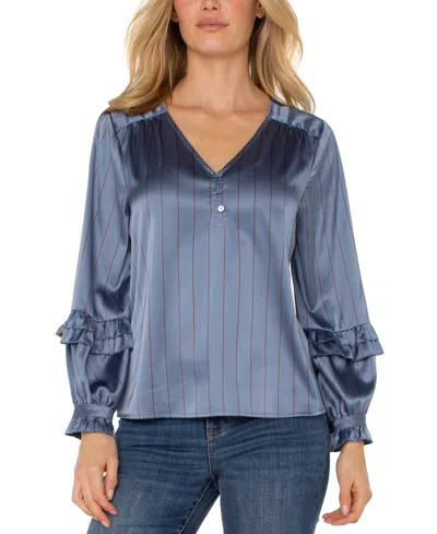 Liverpool Los Angeles V-neck Pull On Top In Blue