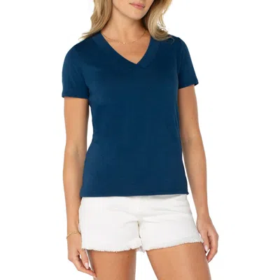 Liverpool Los Angeles V-neck T-shirt In Celestial Navy