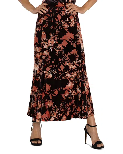 Liverpool Los Angeles Velvet Pull On Maxi Skirt In Fire Opal Burnout