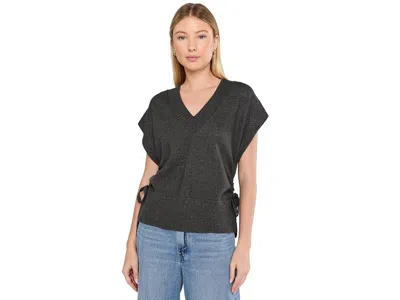 Liverpool Los Angeles V-neck Dolman Popover Sweater W/ Ties Women's Sweater Dark Heather Charcoal: Xl In Black