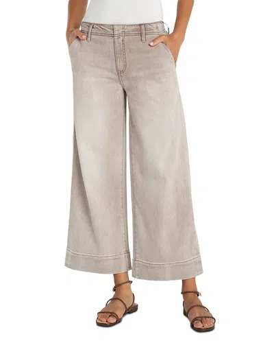 Liverpool Los Angeles Weekender High Rise Crop Wide Jeans In Antique Khaki In Green